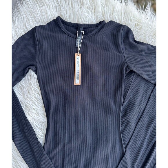 Skims Soft Lounge Long Sleeve Slit Dress Onyx Size XXS - Picture 5 of 11